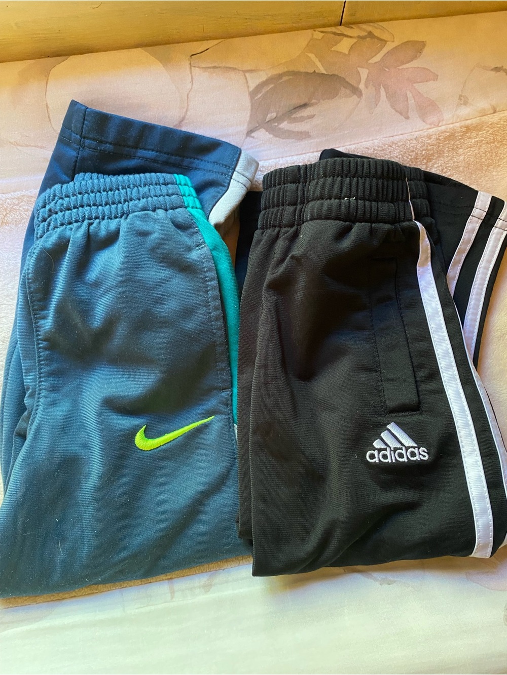 Nike Kids Dark Teal and Neon Green Athletic Pants